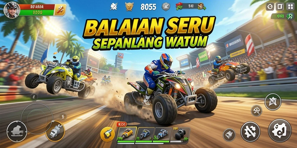 Tampilan gameplay seru di lintasan balap 8055.