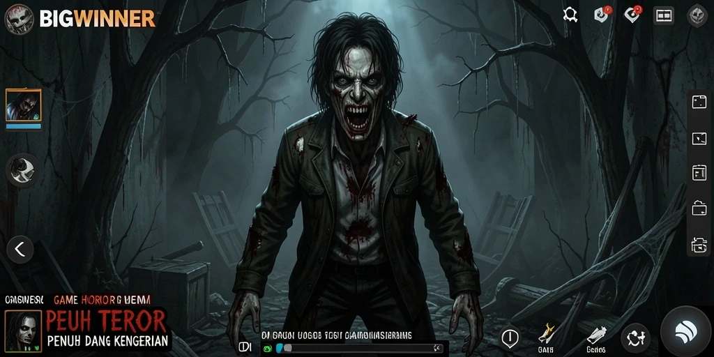 Gameplay menegangkan dari BIGWINNER dengan suasana horor yang mencekam.