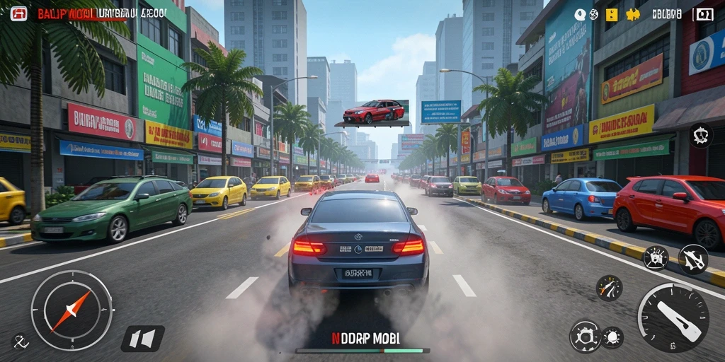 Tampilan gameplay balap mobil yang mendebarkan dan realistis.