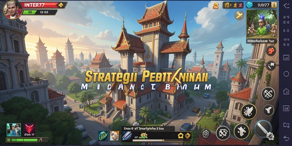Screenshot INTER77 menampilkan serangan menara menghadapi gelombang musuh.