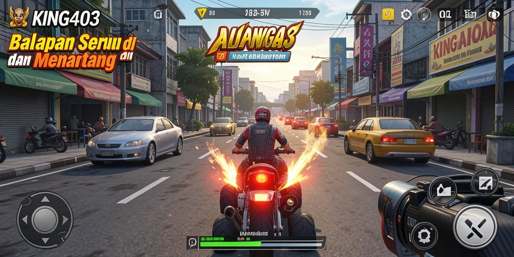 Gameplay KING403 menampilkan aksi balapan yang mendebarkan dan penuh tantangan.