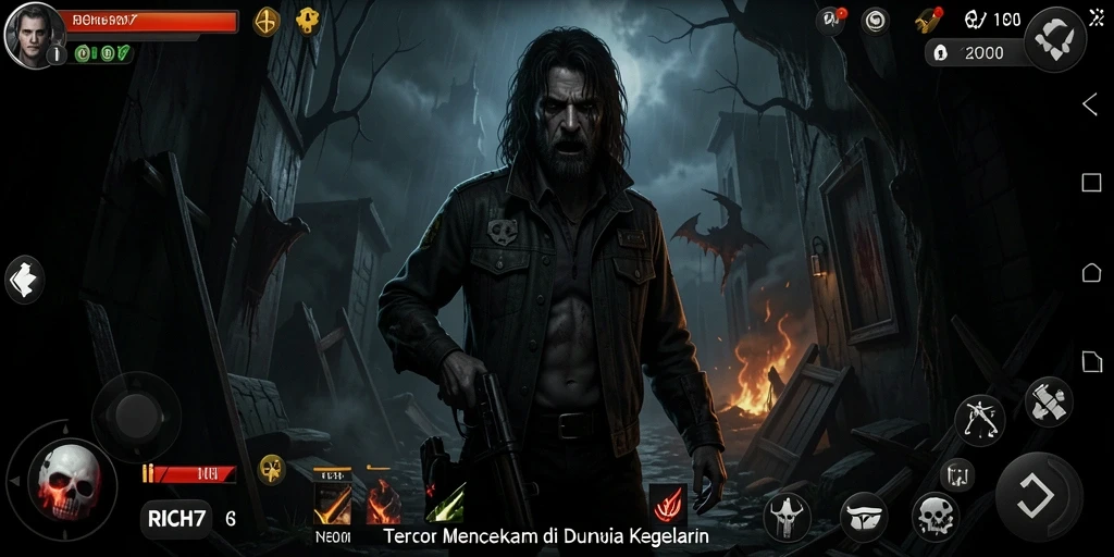 Tampilan gameplay RICH7 yang menegangkan saat menjelajahi kegelapan.