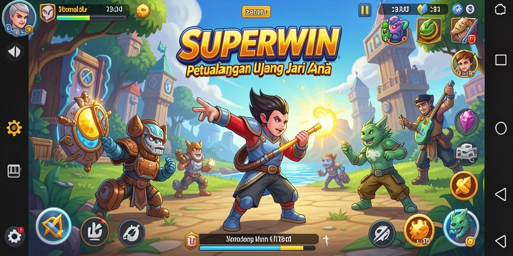 Screenshot SUPERWIN menampilkan aksi seru dalam permainan Arcade.