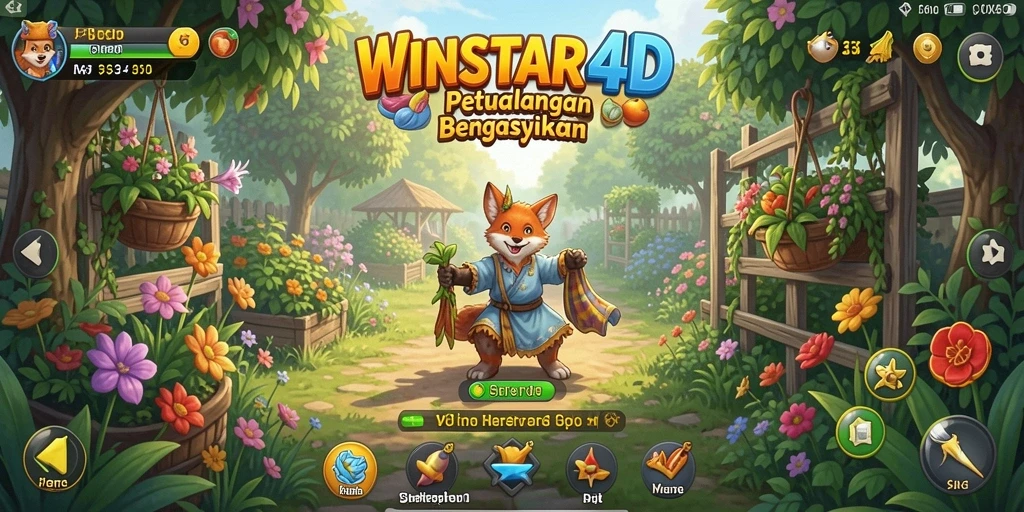 Gameplay seru dalam WINSTAR4D dengan kebun yang indah.